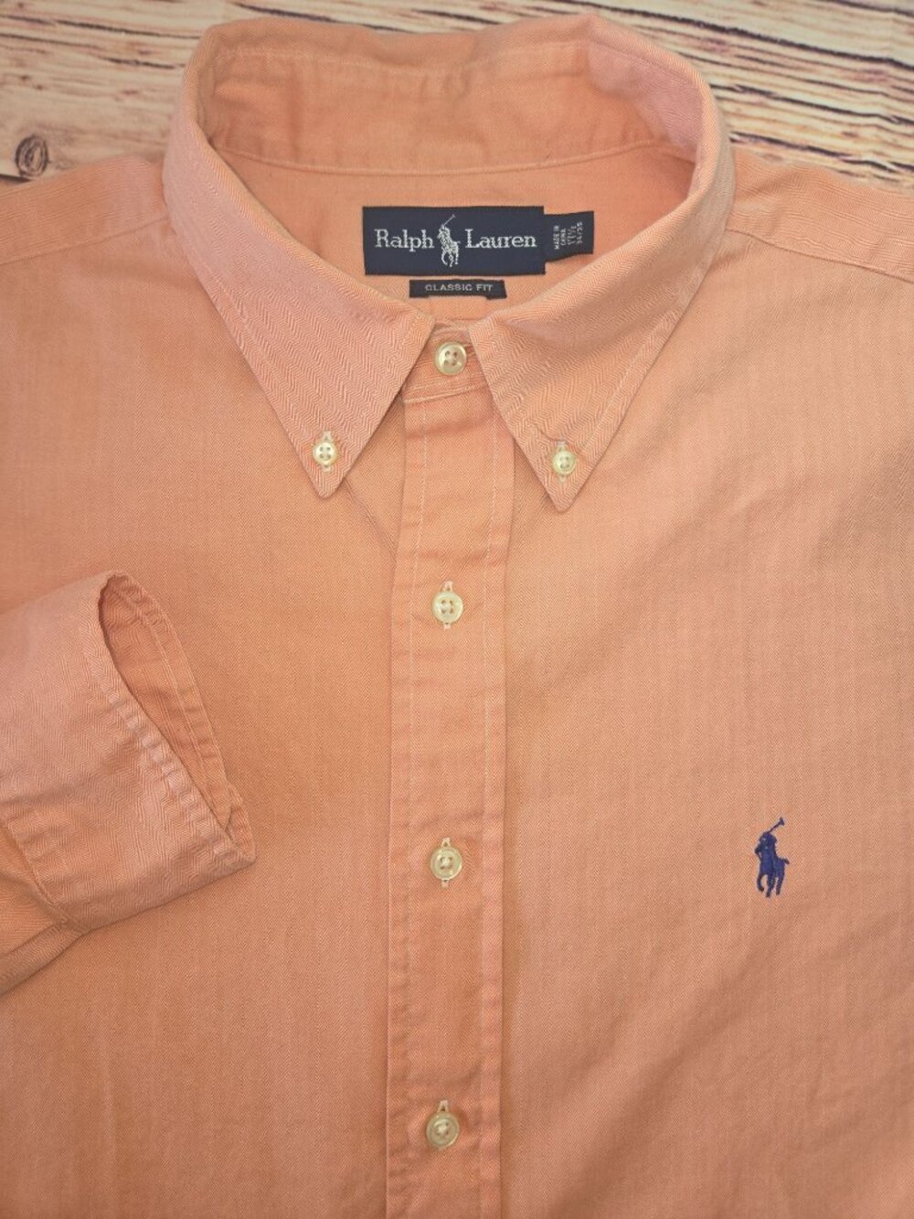 Ralph Lauren Mens Classic Fit Orange Dress Shirt 17.5-34/35